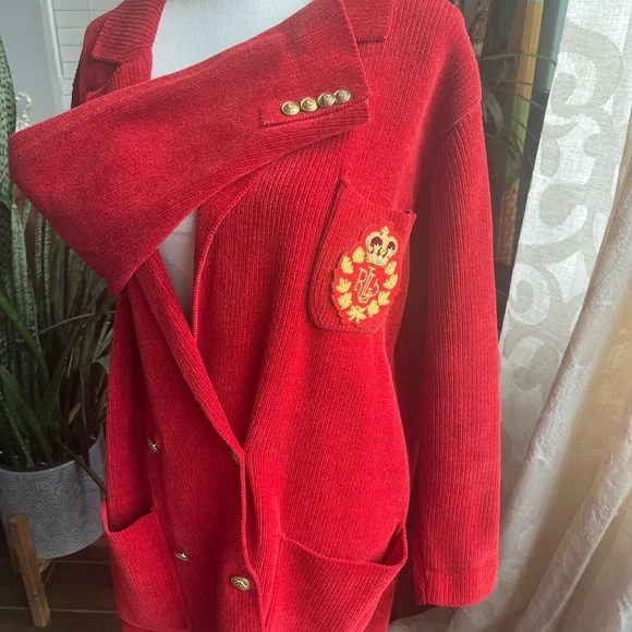 Ralph Lauren Red Blazer with Gold Accents and ensignia size small - Picture 1 of 11
